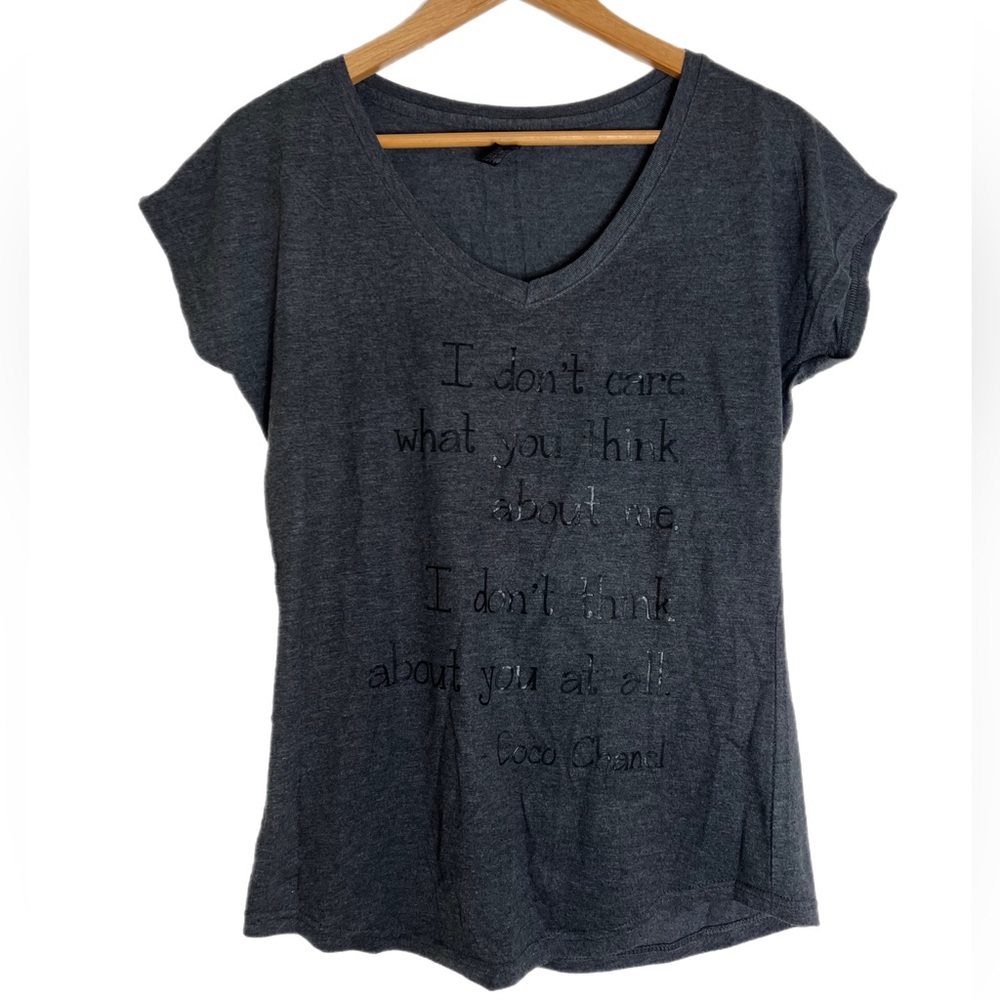 Coco Chanel Graphic V Neck EUC Small